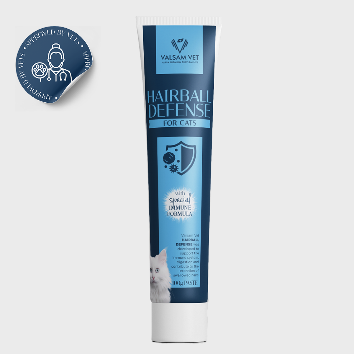 hairball-front-sticker Valsam Vet Hairball Defense - Nutritional Hairball Paste for Cats - Image 1